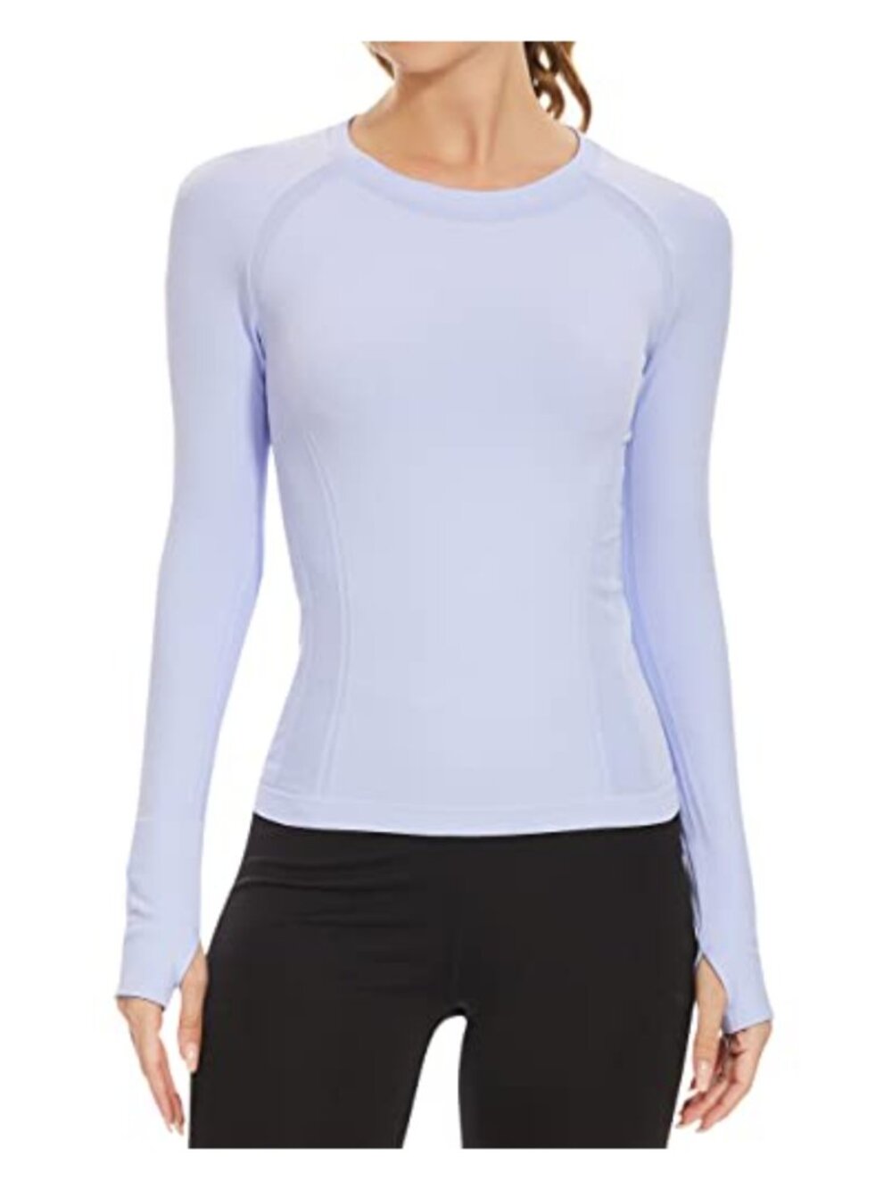 Seamless Long Sleeve Workout Top Quick Dry Gym Athletic Yoga Shirt